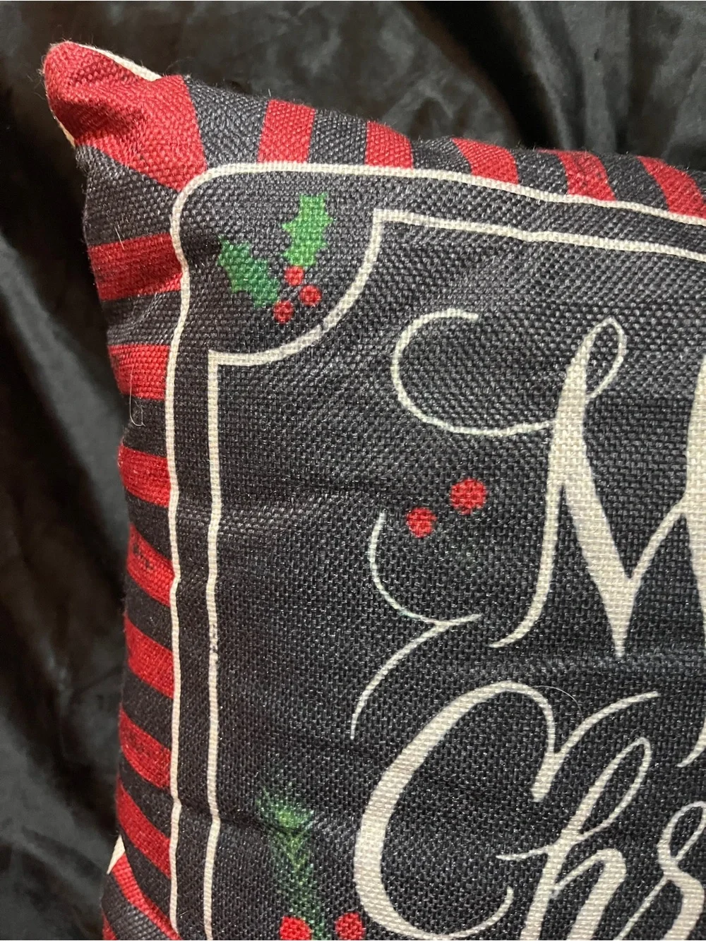 Merry Christmas to All Pillow Cover 17” Red Black Farmhouse Holiday Decor